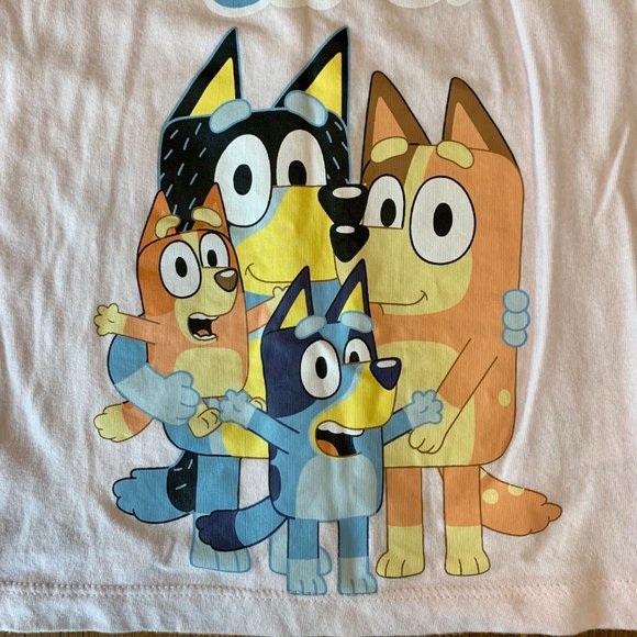 BLUEY & BINGO Girls Graphic Tee Shirt 4 4T "For Real Life" Pink T-Shirt Top Girl - Picture 2 of 7